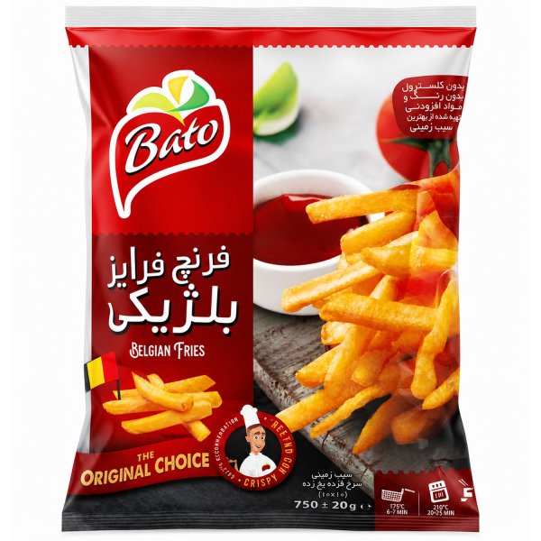سیب‌زمینی فرنچ فرایز بلژیکی منجمد باتو مقدار 750گرم