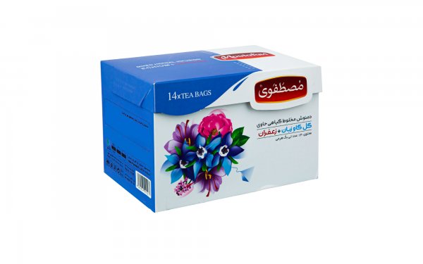 دمنوش مخلوط گیاهی گل گاوزبان و زعفران مصطفوی بسته 14 عددی