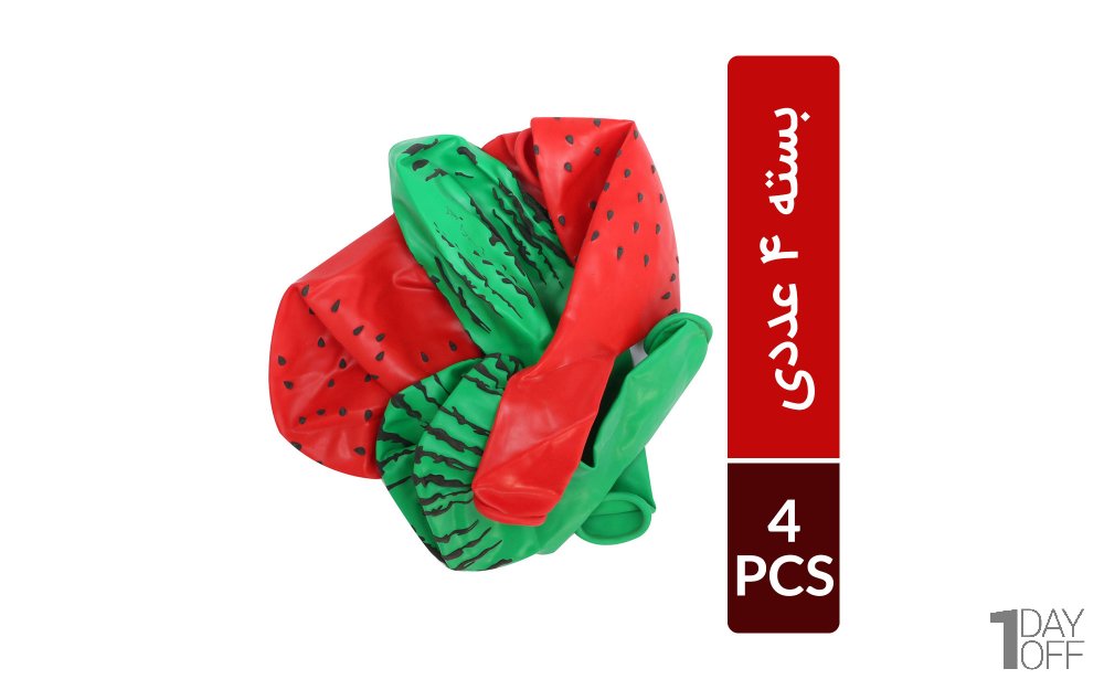بادکنک طرح هندوانه بسته 4 عددی 
