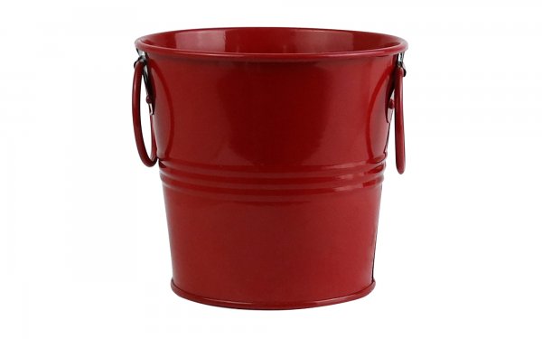 گلدان فلزی سطلی دسته‌ حلقه‌ای ابعاد 10x113x13 سانتی‌متر رنگ قرمز