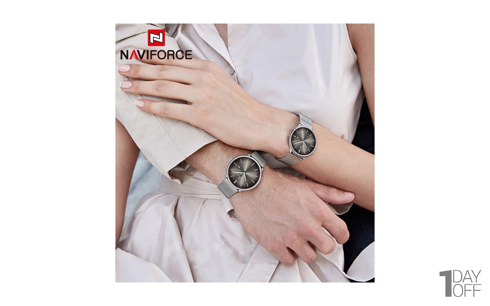 ساعت ست زنانه و مردانه نیوی‌فورس (NAVIFORCE) مدل NF3012L رنگ سرمه‌ای تیره کد رنگ RG/BE