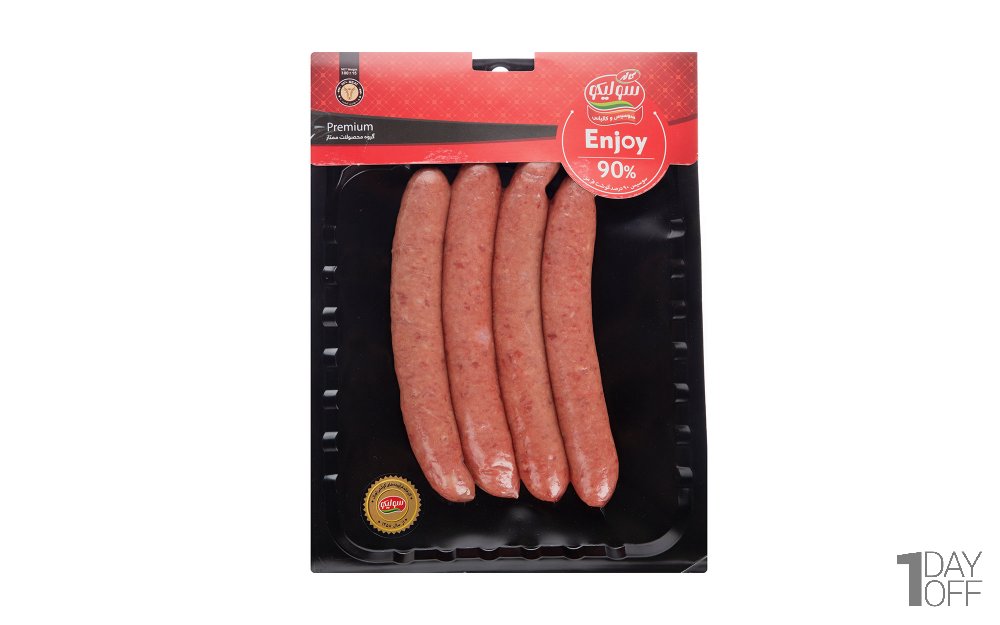 سوسیس انجوی 90 درصد گوشت قرمز سولیکو کاله مقدار 300 گرم