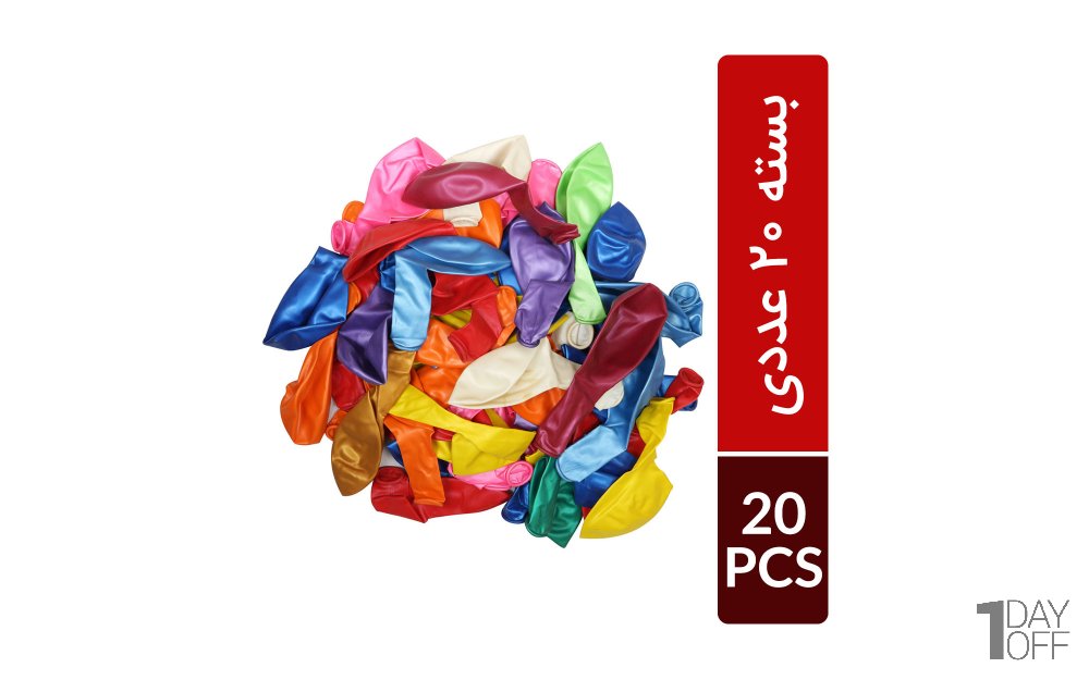 بادکنک رنگارنگ سایز متوسط بسته‌بندی 20 عددی (رنگ رندوم)