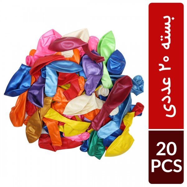 بادکنک رنگارنگ سایز متوسط بسته‌بندی 20 عددی (رنگ رندوم)