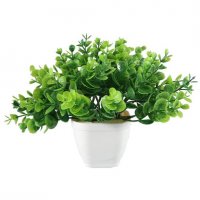 گیاه شمشاد سایز بزرگ رنگ سبز مصنوعی با گلدان پلاستیکی سفید کد 35 