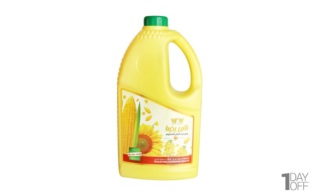 روغن ذرت ،کانولا و آفتابگردان شیررضا مقدار 1.8 لیتر