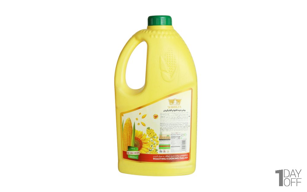 روغن ذرت ،کانولا و آفتابگردان شیررضا مقدار 1.8 لیتر