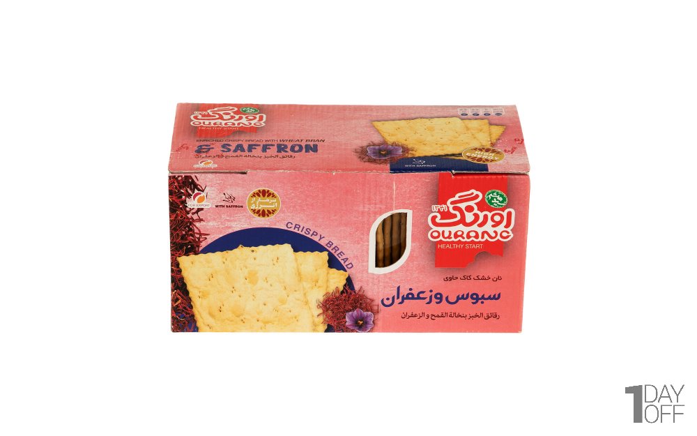 نان سنتی کاک سبوس‌دار زعفرانی اورنگ مقدار 400 گرم
