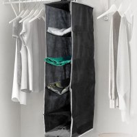 نظم‌دهنده لباس و کفش آویز 5 طبقه مشکی با نوار سفید