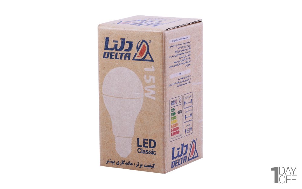 لامپ ال‌ای‌دی مهتابی 15 وات دلتا طرح حبابی پایه E27