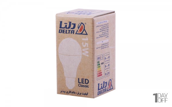 لامپ ال‌ای‌دی مهتابی 15 وات دلتا طرح حبابی پایه E27