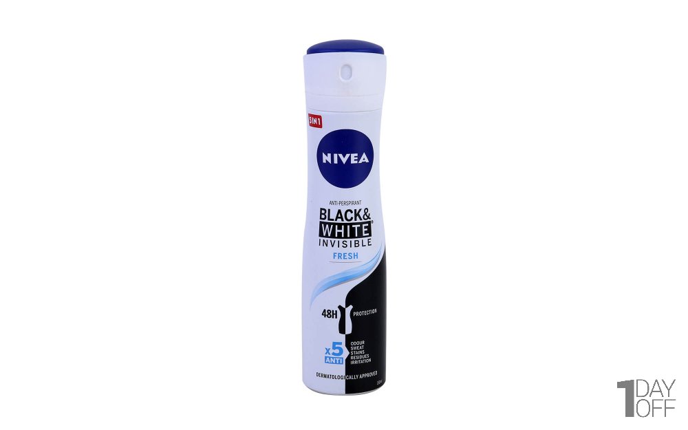 اسپری ضدتعریق 5+1 زنانه Black & White نیوا (Nivea) مقدار 150 میلی‌لیتر
