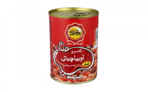 کنسرو لوبیا چیتی با سس چیلی بهروز مقدار 390 گرم