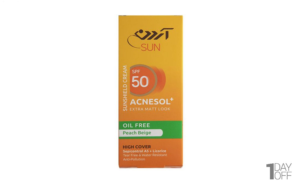 کرم ضدآفتاب SPF50 رنگی آردن مدل Peach Beige مقدار 50 گرم