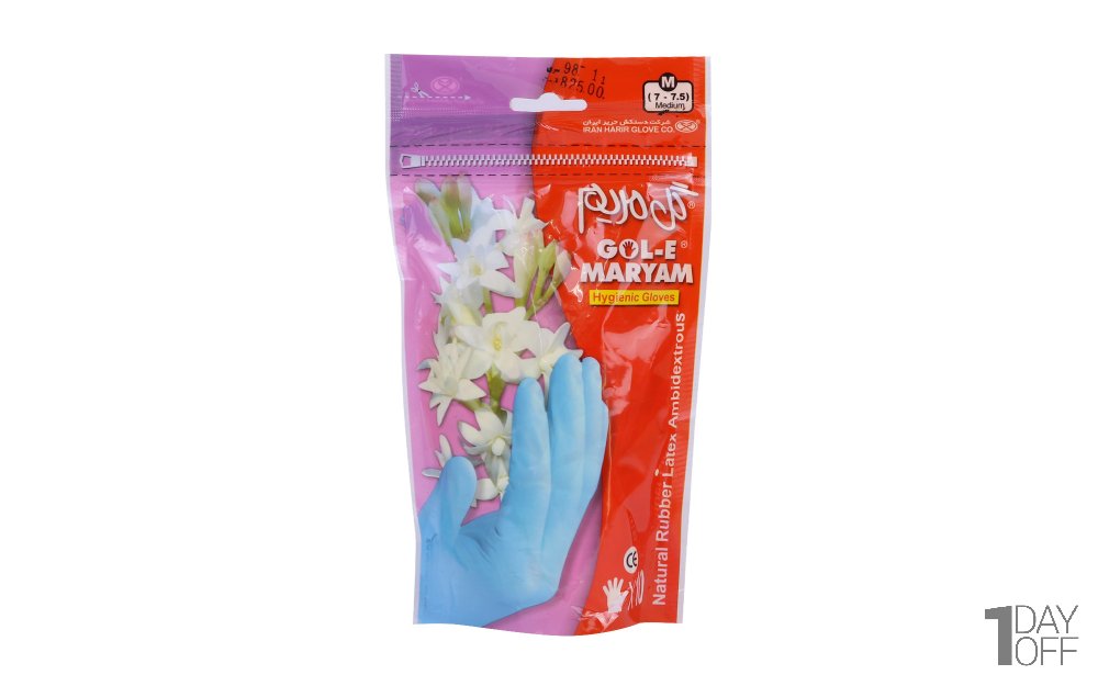 دستکش لاتکس 10 عددی گل‌مریم سایز Large