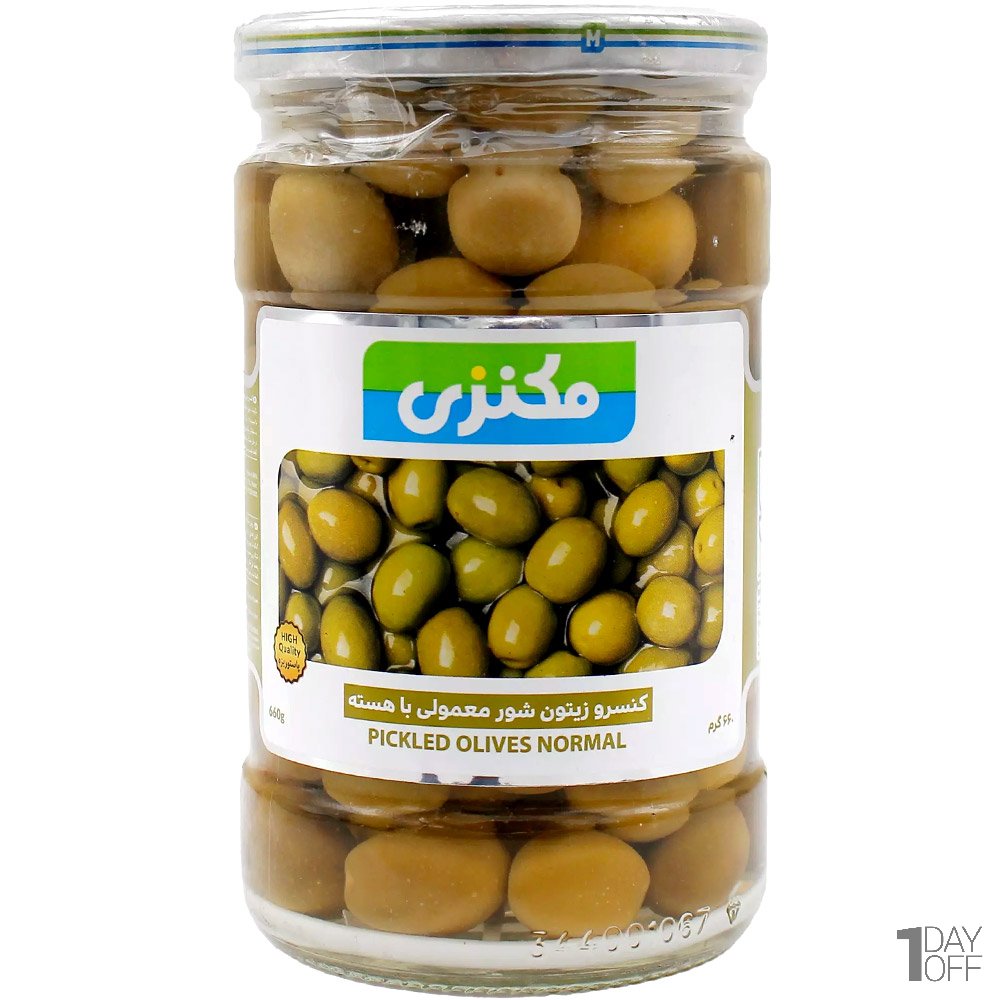 زیتون شور معمولی با هسته مکنزی مقدار 660 گرم