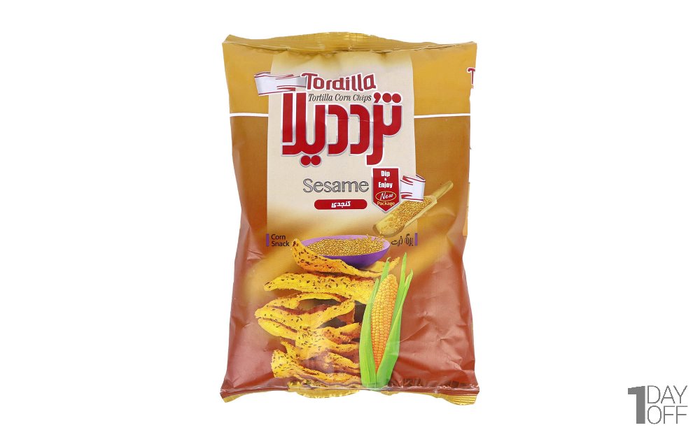 چیپس ذرت کنجدی ترددیلا مقدار 100 گرم
