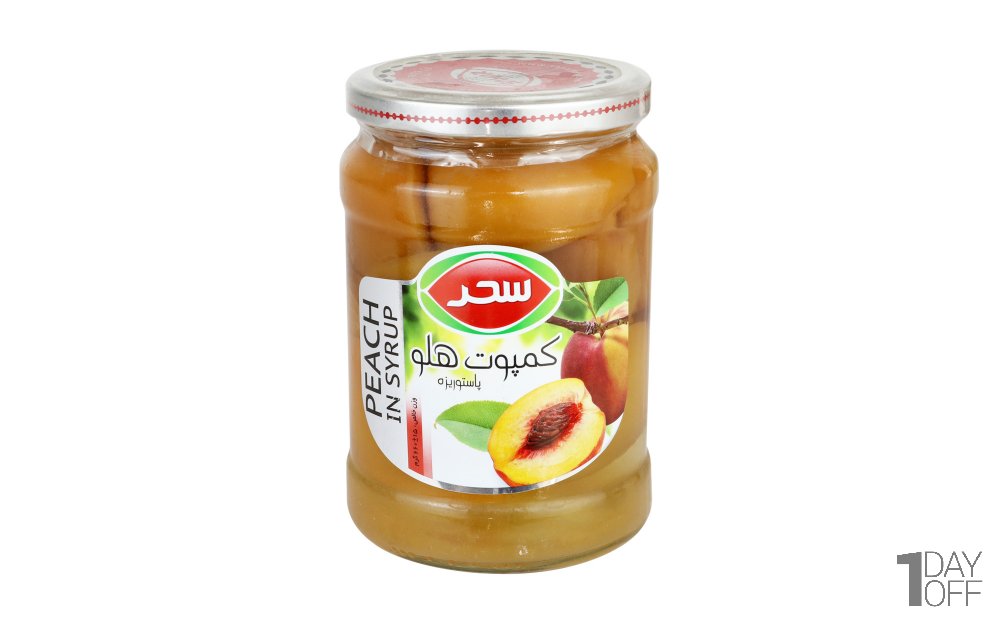 کمپوت شیشه‌ای هلو سحر مقدار 660 گرم