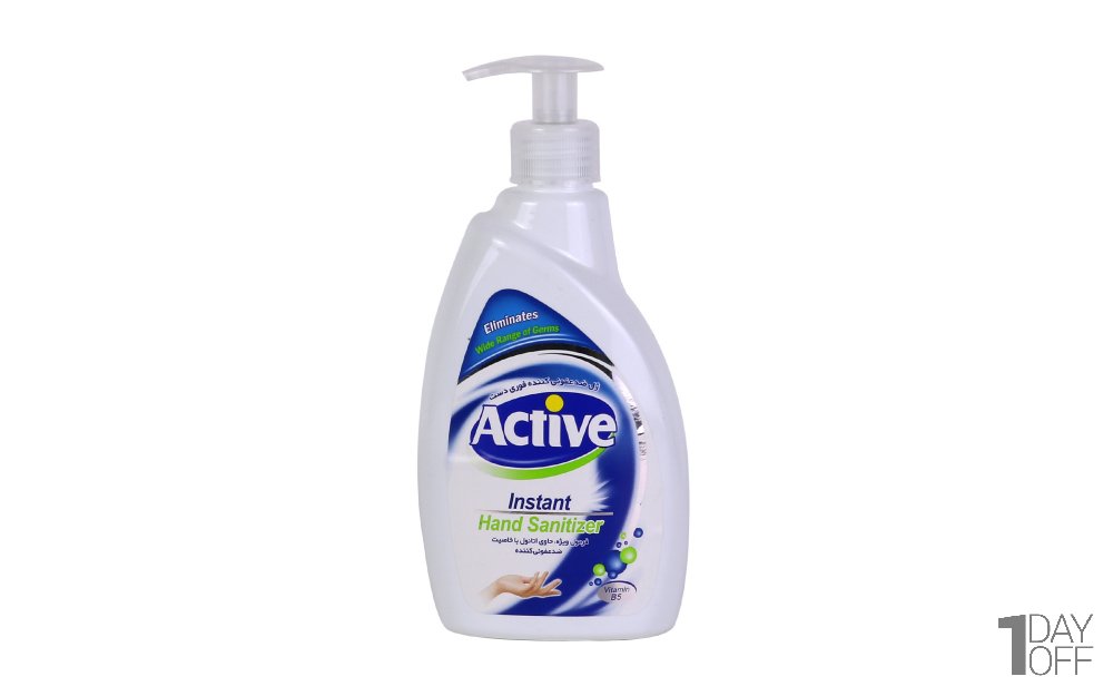 ژل ضدعفونیکننده فوری 450 میلیلیتری اکتیو - دارای فرمول ویژه / حاوی اتانول با خاصیت ضدعفونیکننده / حاوی ویتامین B5 / همراه با مواد نرم کننده / دارای ظرف پمپی