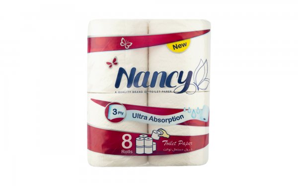 دستمال توالت سه لایه نانسی بسته 8 رول