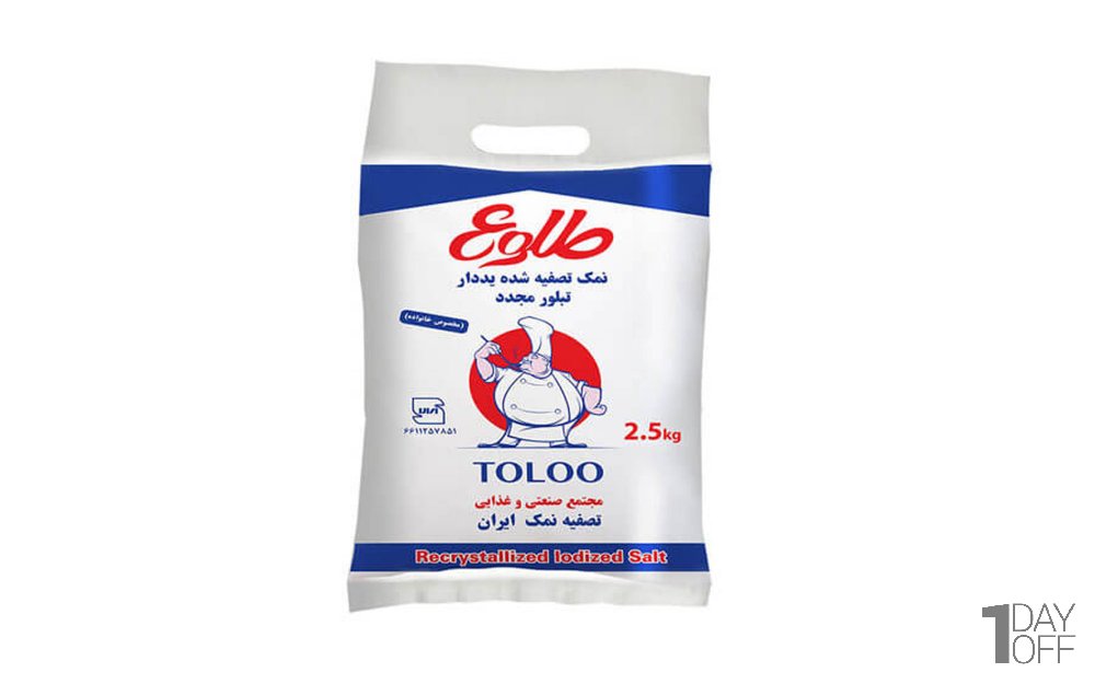 نمک تصفیه شده یددار تبلور مجدد طلوع مقدار 2.5 کیلوگرم