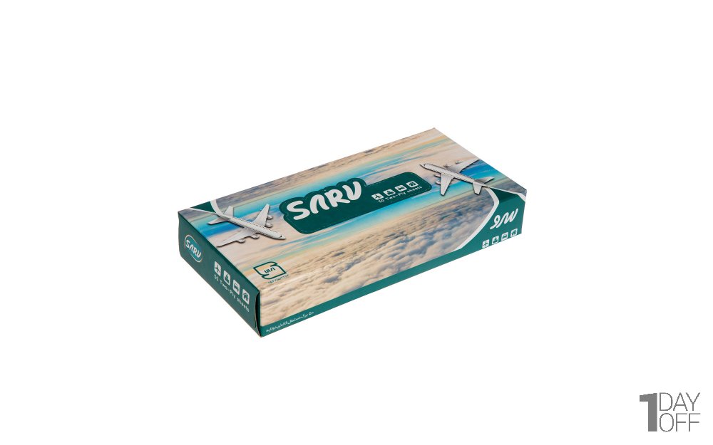 دستمال کاغذی دولایه سرو طرح پرواز سبز بسته 50 برگ 