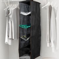 نظم‌دهنده لباس و کفش آویز 5 طبقه مشکی با نوار قهوه‌ای