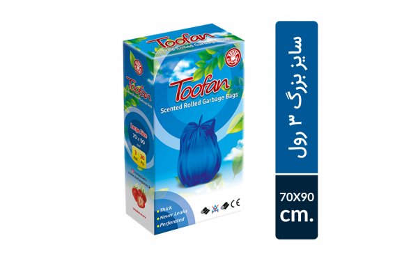 کیسه زباله رولی معطر 30 عددی سایز بزرگ 70x90 سانتی‌متر طوفان