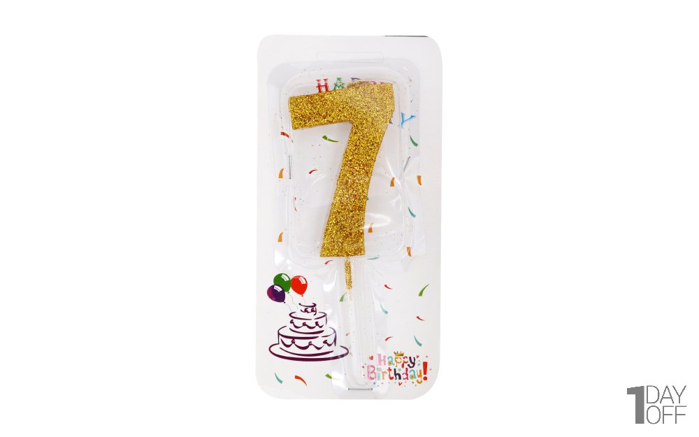 شمع کیک عدد 7 رنگ طلایی