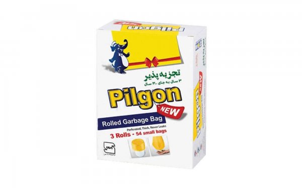 کیسه زباله رولی 54 عددی رنگ زرد 50*65 پیلگون