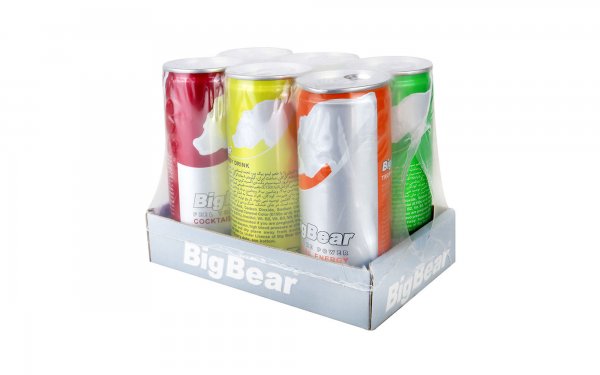 نوشابه کوکتل انرژی‌زا بیگ‌بر (Big Bear) مقدار 250 میلی‌لیتر بسته 6 عددی