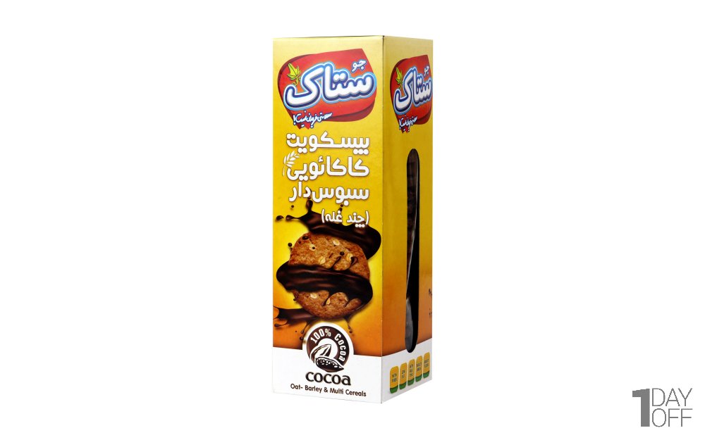 بیسکویت سبوس‌دار چندغله کاکائویی ستاک مقدار 370 گرم