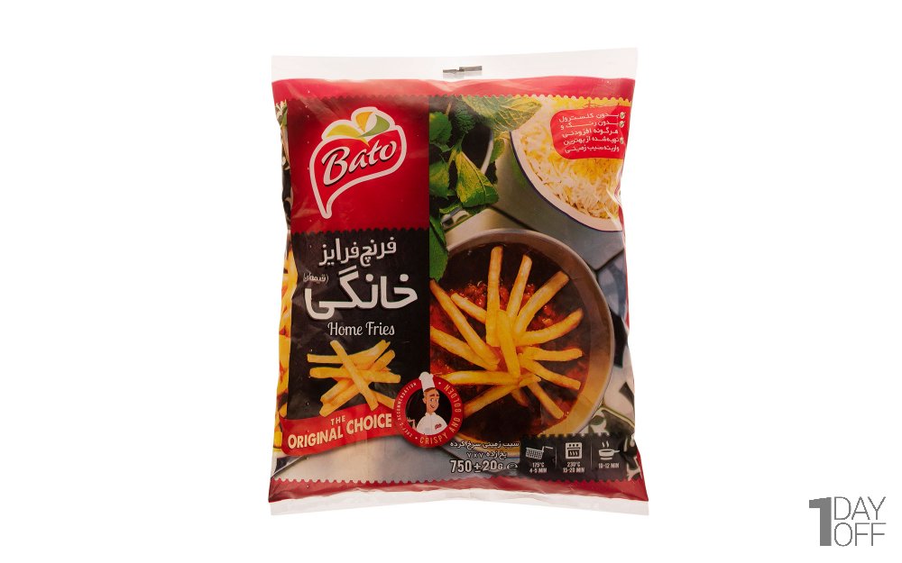سیب‌زمینی فرنچ فرایز خانگی (قیمه‌ای) منجمد باتو مقدار 750 گرم 