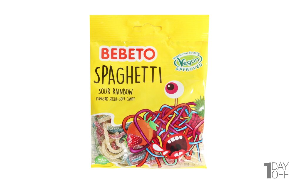 پاستیل ببتو (BEBETO) مدل VEGAN SOUR RAINBOW مقدار 60 گرم