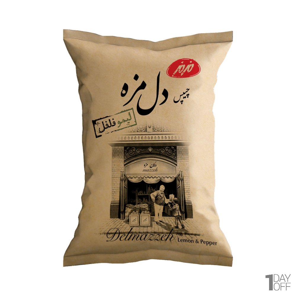 چیپس دل مزه لیمو فلفلی مزمز مقدار 180 گرم 