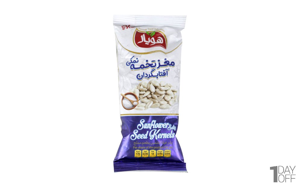 مغز تخمه آفتاب‌گردان نمکی هویار مقدار 40 گرم