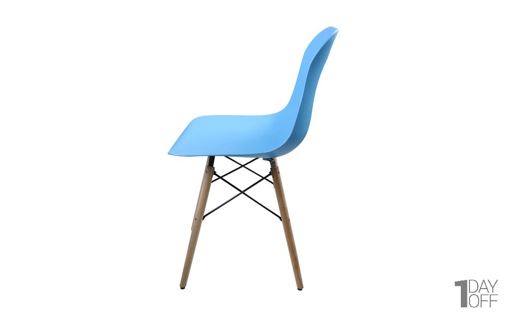 صندلی اِیمز پایه ایفلی بدون دسته با پایه چوبی رنگ آبی