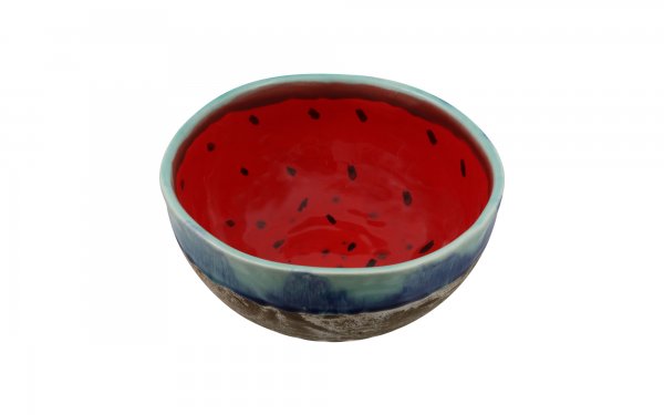 کاسه سرامیکی لعاب طرح هندوانه اندازه 12x12x5.5 سانتی‌متر