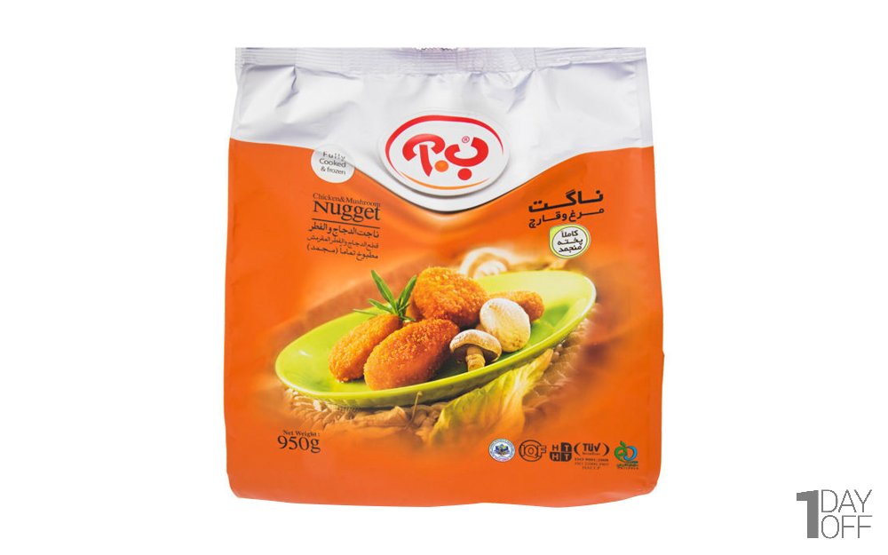 ناگت مرغ و قارچ ب.آ مقدار 950 گرم
