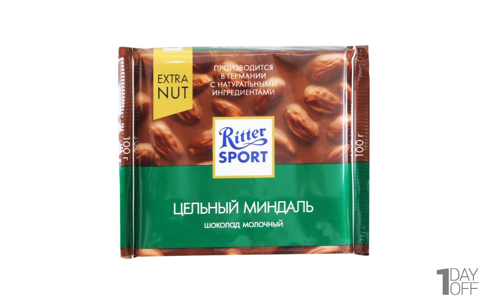 شکلات با مغز بادام ریتر اسپرت (Ritter Sport) مدل Extra Nut مقدار 100 گرم  