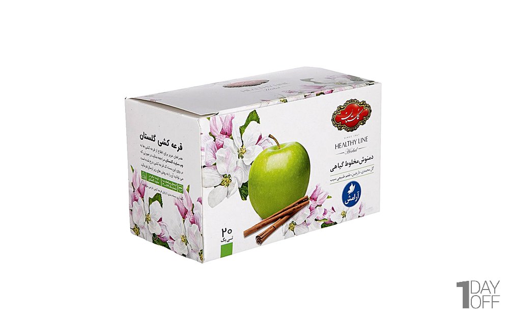 دمنوش مخلوط گیاهیگل محمدی، سیب و دارچین آرامش گلستان بسته 20 عددی
