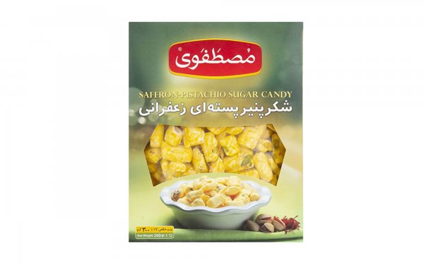 شکر پنیر پسته‌ای زعفرانی مصطفوی مقدار 300 گرم