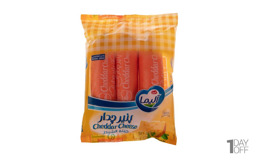 پنیر سوسیسی چدار آلیما بسته 3 عددی مقدار 100 گرم 