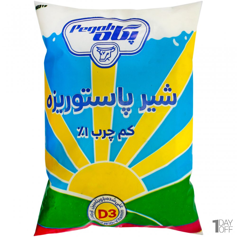 شیر کم چرب تازه نایلونی پگاه مقدار 800 گرم