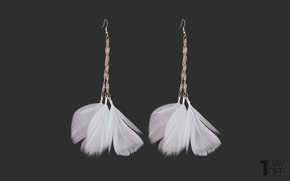 گوشواره لاویسا (LOVISA) کد 3226 طرح پردار رنگ سبز بسیار روشن - رنگ ثابت / مبدا برند: استرالیا / جنس پلاستیک و استیل و پر / 6 گرم / ارتفاع 12 سانتیمتر
