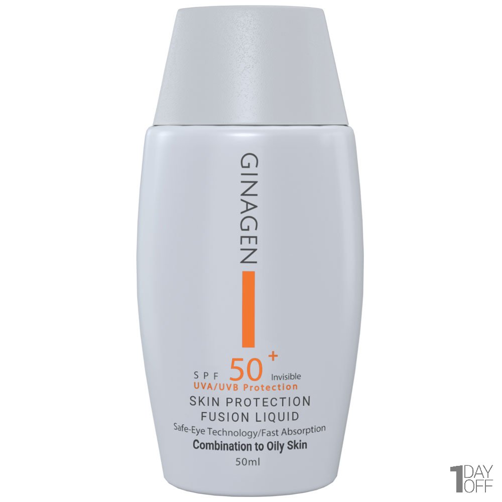 کرم ضد آفتاب بی رنگ SPF50 مناسب پوست چرب و مختلط ژیناژن مقدار 50 میلی‌لیتر