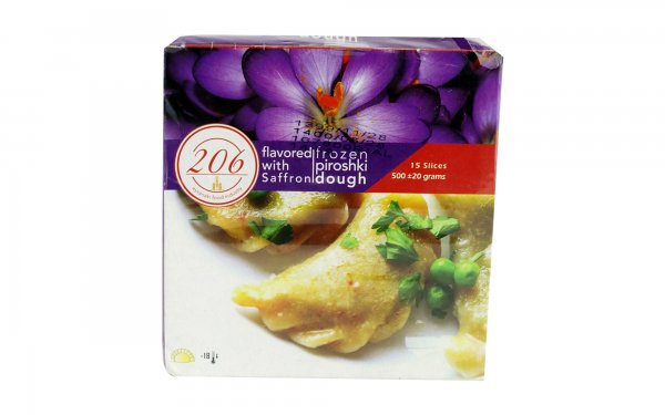 خمیر پیراشکی منجمد با طعم زعفرانی 206 مقدار 500 گرم (حاوی 15 خمیر پیراشکی)