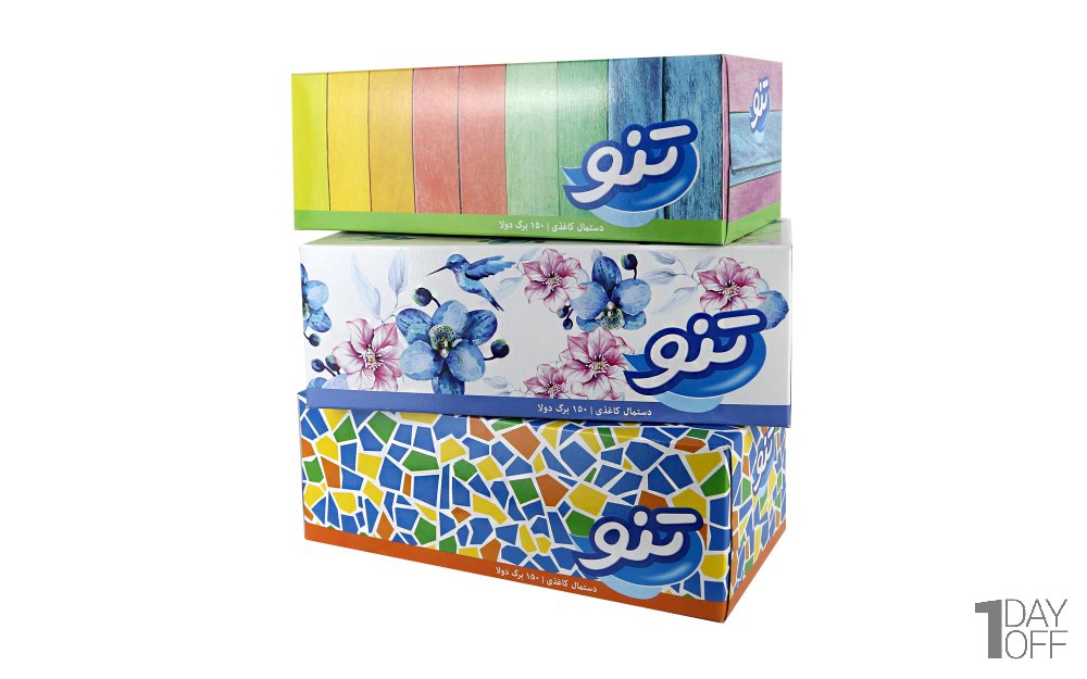 دستمال کاغذی دولایه تنو بسته 150 برگ