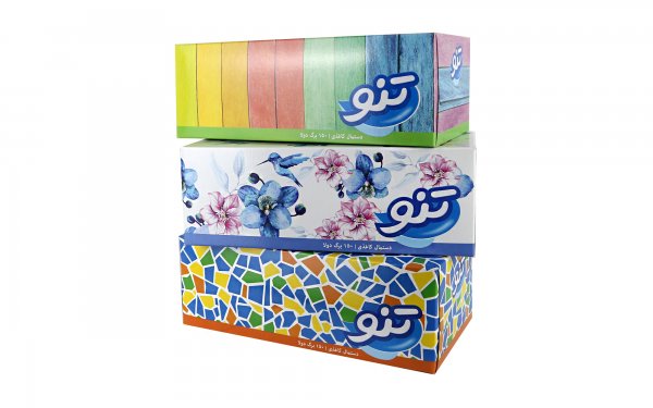 دستمال کاغذی دولایه تنو بسته 150 برگ