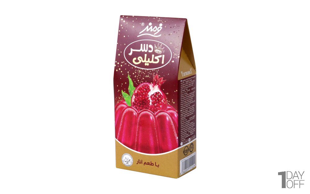پودر ژله اکلیلی با طعم انار فرمند مقدار 100 گرم